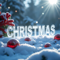 Glass Christmas Title with Festive Details

