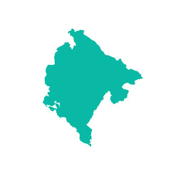 Map of Montenegro, sign silhouette. World Map Globe. Vector Illustration isolated on white background. Europe continent.