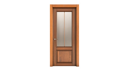 a wooden door with a glass paneled door