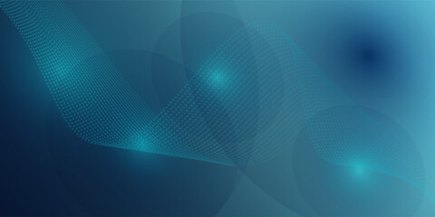 Blue color waves particle and geometric abstract background design. vector illustration