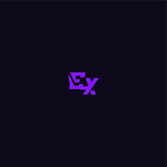 techno sport logo EX cool and sporty design with bold monogram style letter