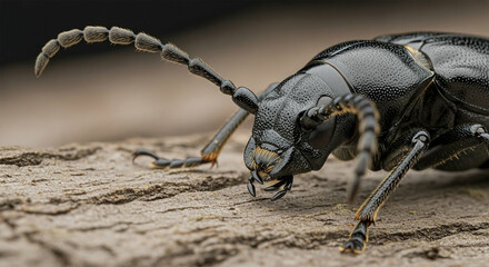 black beetle on the ground Generative AI	
