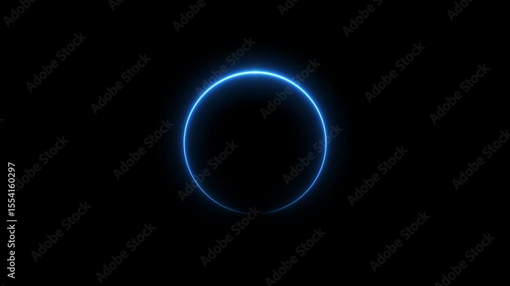 Aufkleber neon light trail circle animation on black background. endless circular looping pattern. abstract li
