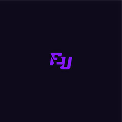 techno sport logo FU cool and sporty design with bold monogram style letter