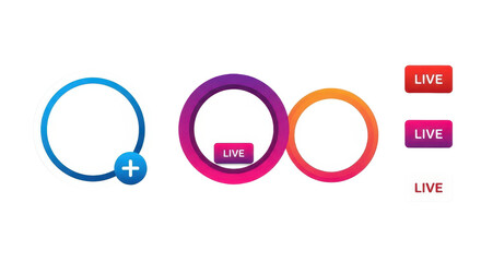 Abstract circles with Live tag isolated PNG with Transparent Background