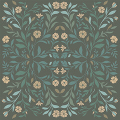 Seamless pattern with decorative flowers and leaves
