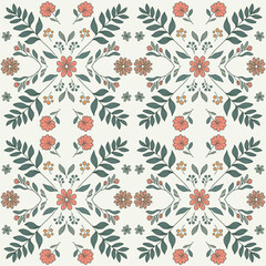 Seamless pattern with decorative flowers and leaves
