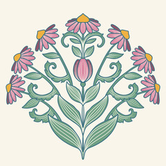 Floral ornament in vintage style. Hand-drawn vector illustration
