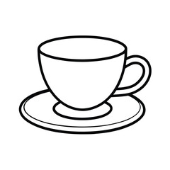 A Clean Line Drawing of a Classic Coffee Cup and Saucer Set Evoking Simplicity and Timeless Design