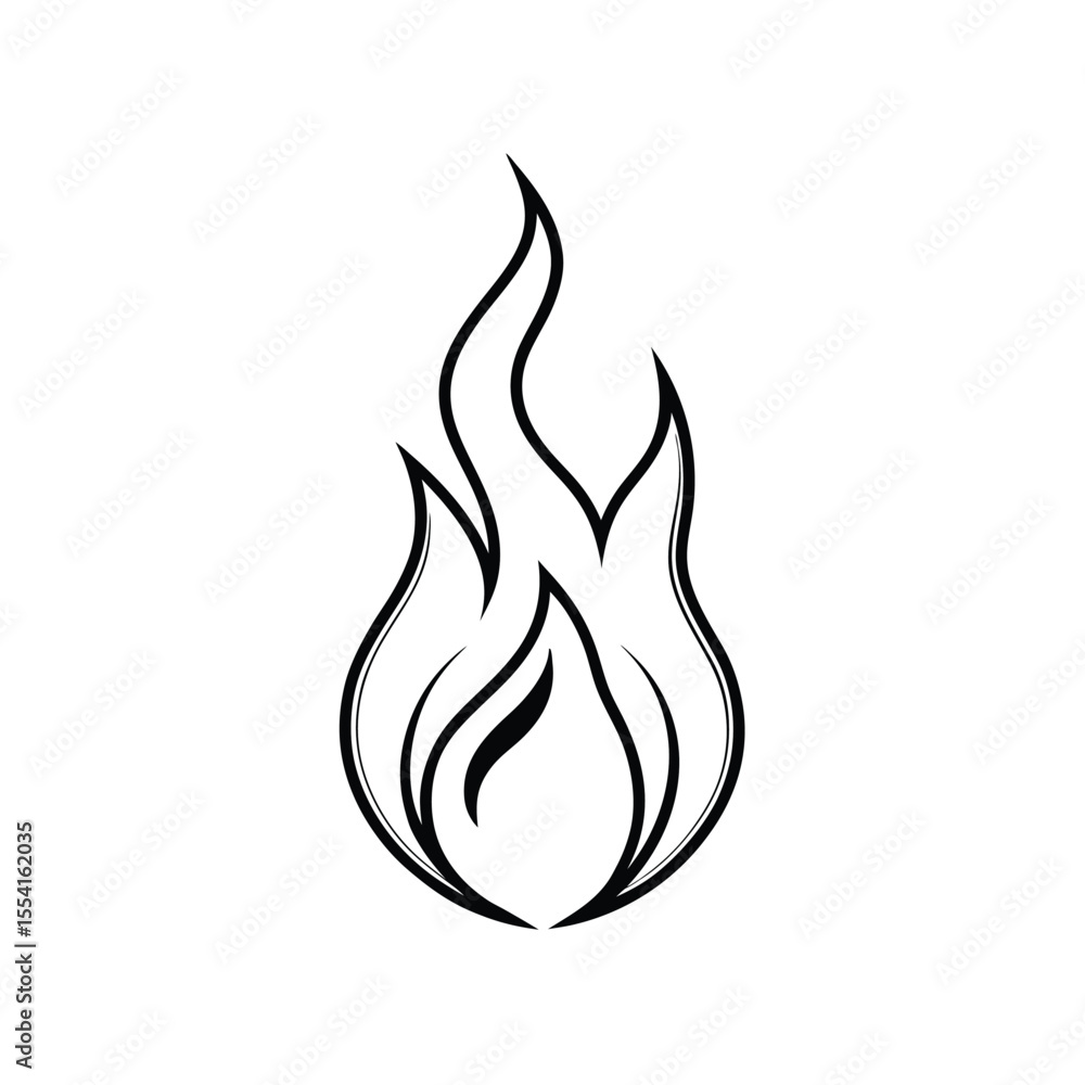 Poster monochromatic fire icon with elegant lines a symbol of passion energy and transformation represented