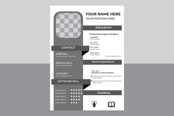 Vector template for a clean, modern resume and cover letter layout for business job applications, minimalist resume template, resume design template, all-purpose resume design