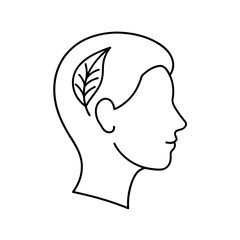 Silhouette of a Head with a Plant Inside Symbolizing Mental Health Awareness and the Connection Between Nature and Thought
