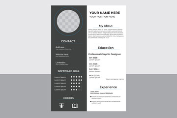 Vector template for a clean, modern resume and cover letter layout for business job applications, minimalist resume template, resume design template, all-purpose resume design