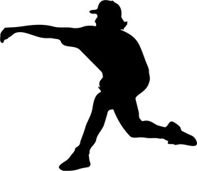 baseball player silhouette vector illustration, isolated on white