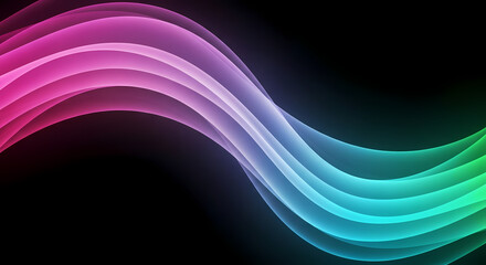 Abstract design with vibrant, flowing, multicolored lines on a dark background.