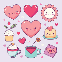 set of valentine cards with hearts