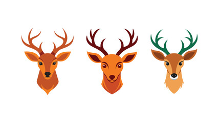 Deer head silhouette, vector, colorful