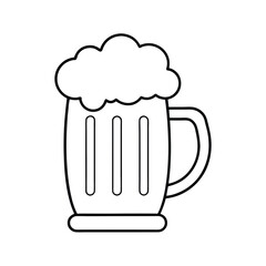 Outlined Beer Mug Overflowing with Frothy Head Ideal for St Patrick's Day Celebration and Brewery Logo Design