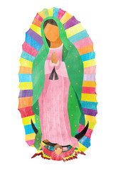 Beautiful girl lady Mary Guadalupe with floral designe.