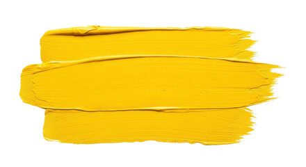 Yellow paint brush strokes for design element isolated PNG with Transparent Background