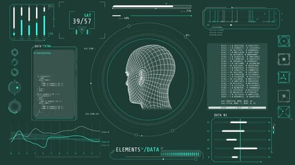 Animated high-tech interface design with recognition data processing - Powered by Adobe
