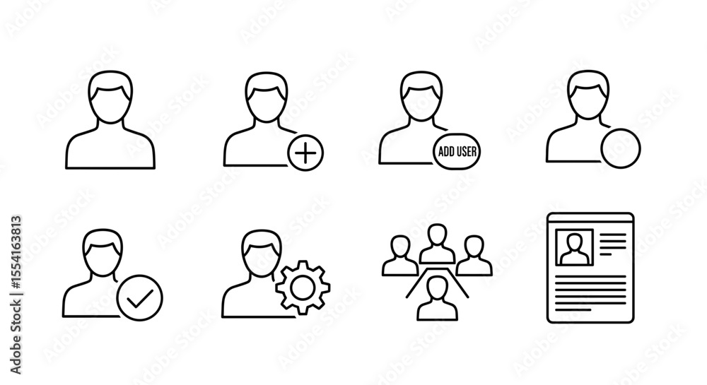 Poster a collection of user icons depicting various actions and representations of individuals and groups