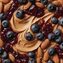 peanut butter and jelly with fresh blueberries and almonds 