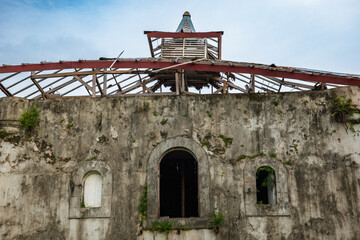 Beverwijk Fort. A Dutch colonial heritage fort on Nusalaut Island, Indonesia