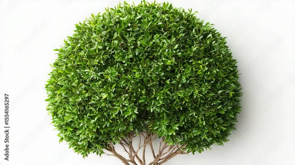 Poster technology and nature concept.a lush green tree with a rounded canopy appears isolated on a clean wh