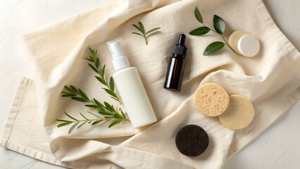 Natural Skincare Products Organic Facial Toner, Serum, and Cleansing Sponges