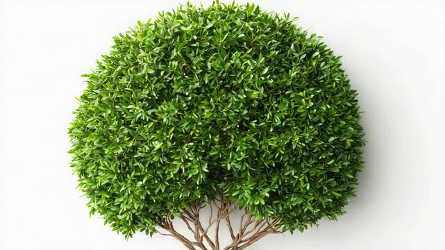 Technology and nature concept.A lush green tree with a rounded canopy appears isolated on a clean white background.