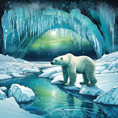 Double Exposure Art of Arctic Ice Bridge in Mixed Media