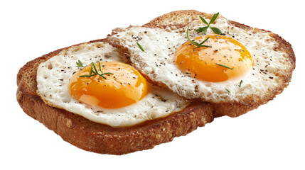 two fried eggs on a piece of bread