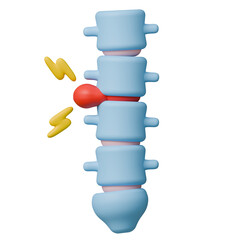 Herniated disc 3d icon. Intervertebral disc injury in simplified medical illustration.