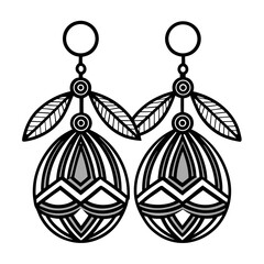 Earrings icon black and white simple thin flat
