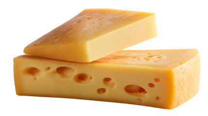 two pieces of cheese are stacked on top of each other
