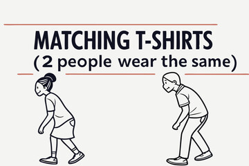 Two people wearing matching t shirts a fun and modern illustration
