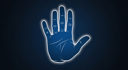 hand symbol on blue background