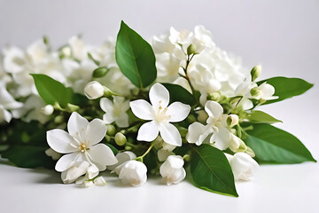 Beautiful white apple tree blossoms on a branch, blooming in spring