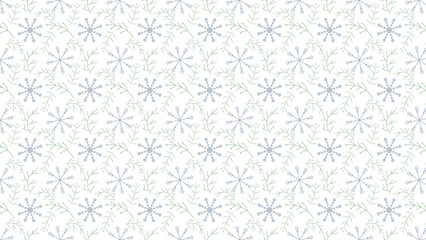 Seamless pattern featuring delicate snowflakes and subtle branches on a white background design style