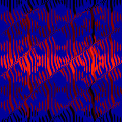 abstract vibrant glowing red orange wave lines over a deep indigo gradient wallpaper graphic design...