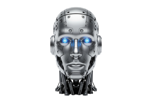 Futuristic Robot Head AI, Artificial Intelligence, Android, Cyborg, Technology