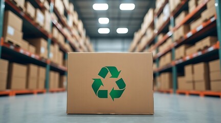 Recycle box in warehouse for sustainable shipping