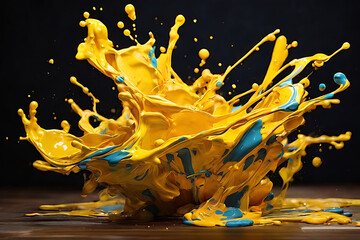 Orange juice splashes like fiery illustrations against a dark night, ablaze with hot, red, and yellow light