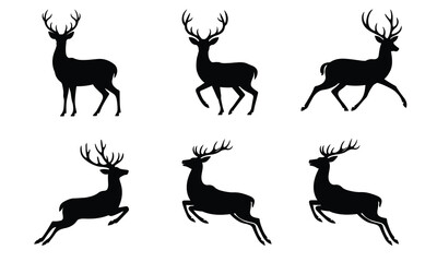 deer silhouette collection in illustration