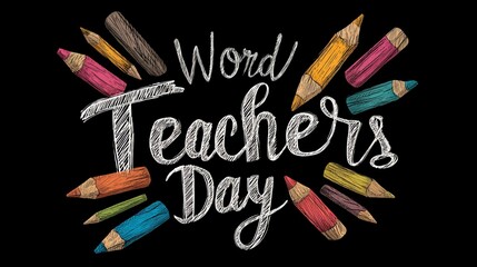 world teachers day illustration with pencils