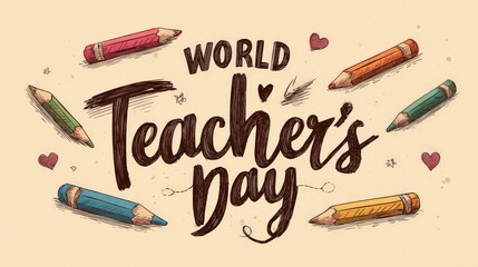 world teachers day illustration with pencils
