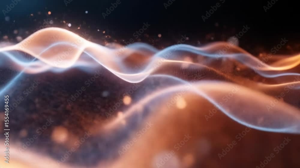 Poster abstract orange and blue wave particle surface animation background visualization