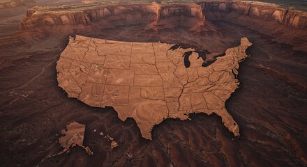Canyonlands Embrace: A Map of the United States Etched in Stone