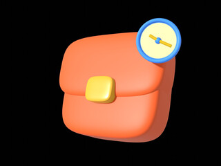 3d Vector Business Briefcase or School bag, Business, Finance, Education Concept.